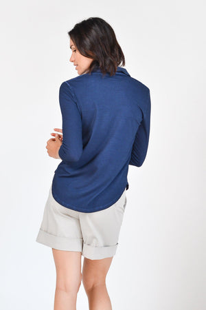 Loose Fit Pique Polo Shirt - Navy - Polos