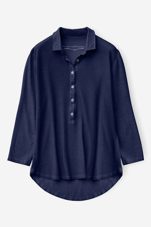 Loose Fit Pique Polo Shirt - Navy - Polos
