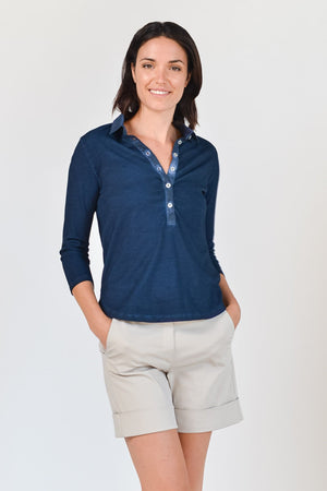 Loose Fit Pique Polo Shirt - Navy - Polos