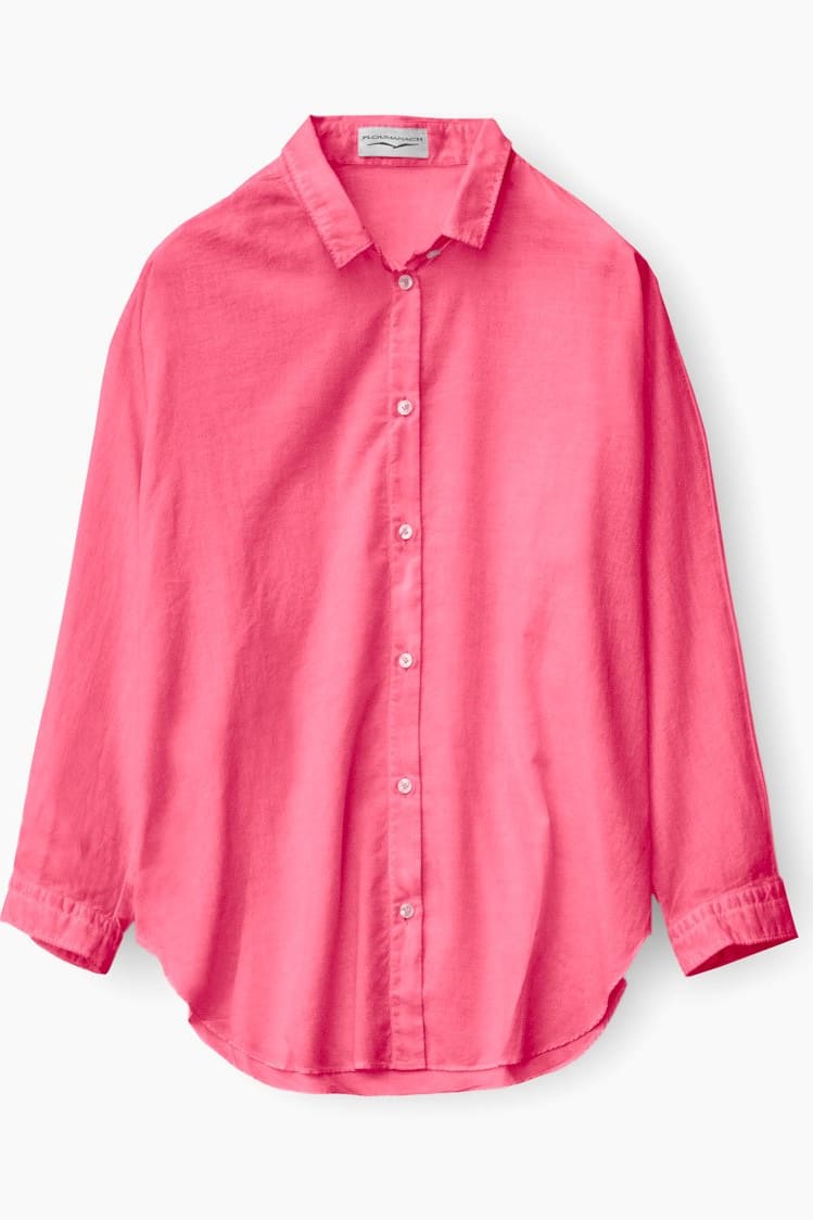 Loose Fit Stretch Poplin Blouse - Azalea - Shirts