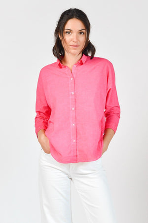 Loose Fit Stretch Poplin Blouse - Azalea - Shirts