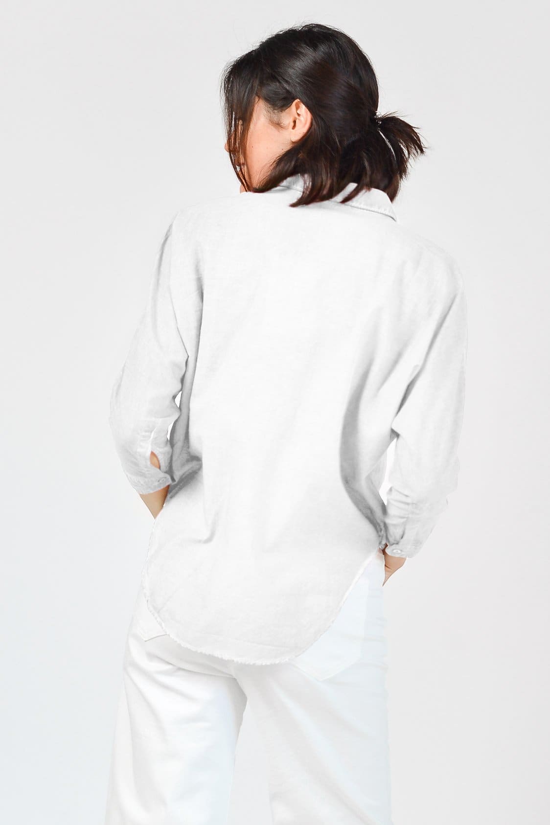 Loose Fit Stretch Poplin Blouse - White - Shirts