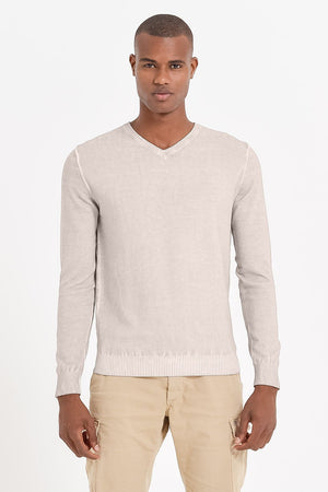 Micro Waffle V-Neck Sweater - Canapa - Sweaters