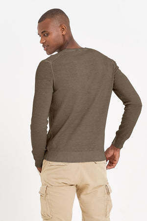 Micro Waffle V-Neck Sweater - Cocco - Sweaters