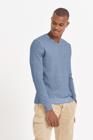 Micro Waffle V-Neck Sweater - Jeans - Sweaters