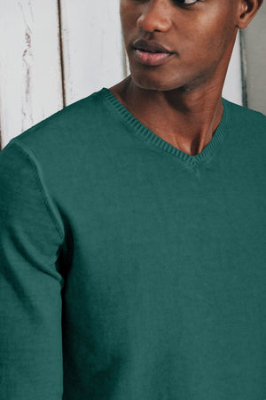 Micro Waffle V-Neck Sweater - Lagoon - Sweaters