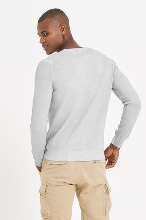 Micro Waffle V-Neck Sweater - Marmo - Sweaters