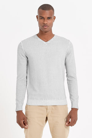 Micro Waffle V-Neck Sweater - Marmo - Sweaters