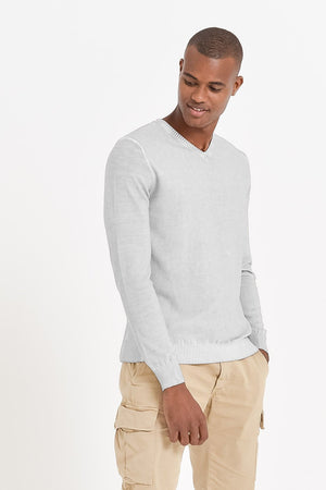 Micro Waffle V-Neck Sweater - Marmo - Sweaters