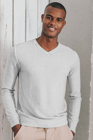 Micro Waffle V-Neck Sweater - Marmo - Sweaters