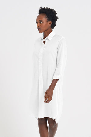 Midi Length Voile Tunic - Bianco - Shirtdress