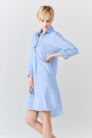 Midi Length Voile Tunic - Cielo - Shirtdress