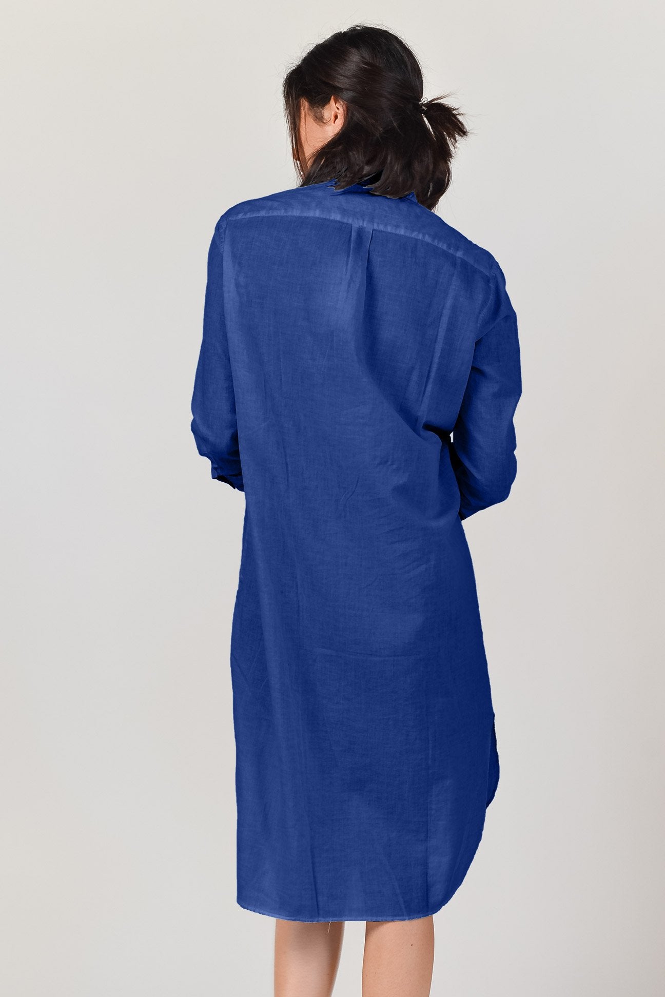 Midi Length Voile Tunic - Royal - Shirtdress