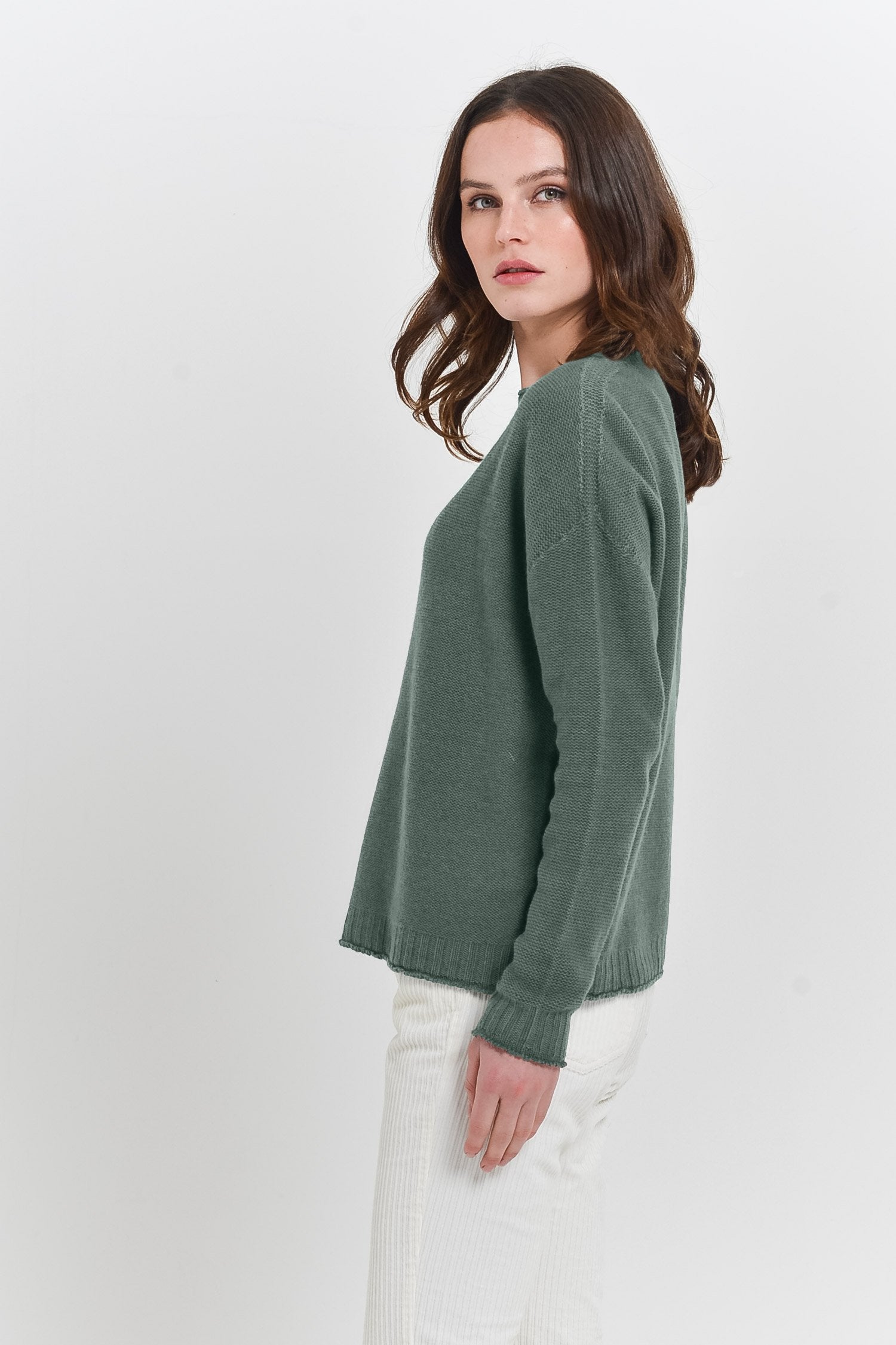 Mosshill Sage - Loose Fit Crew Sweater - Sweaters