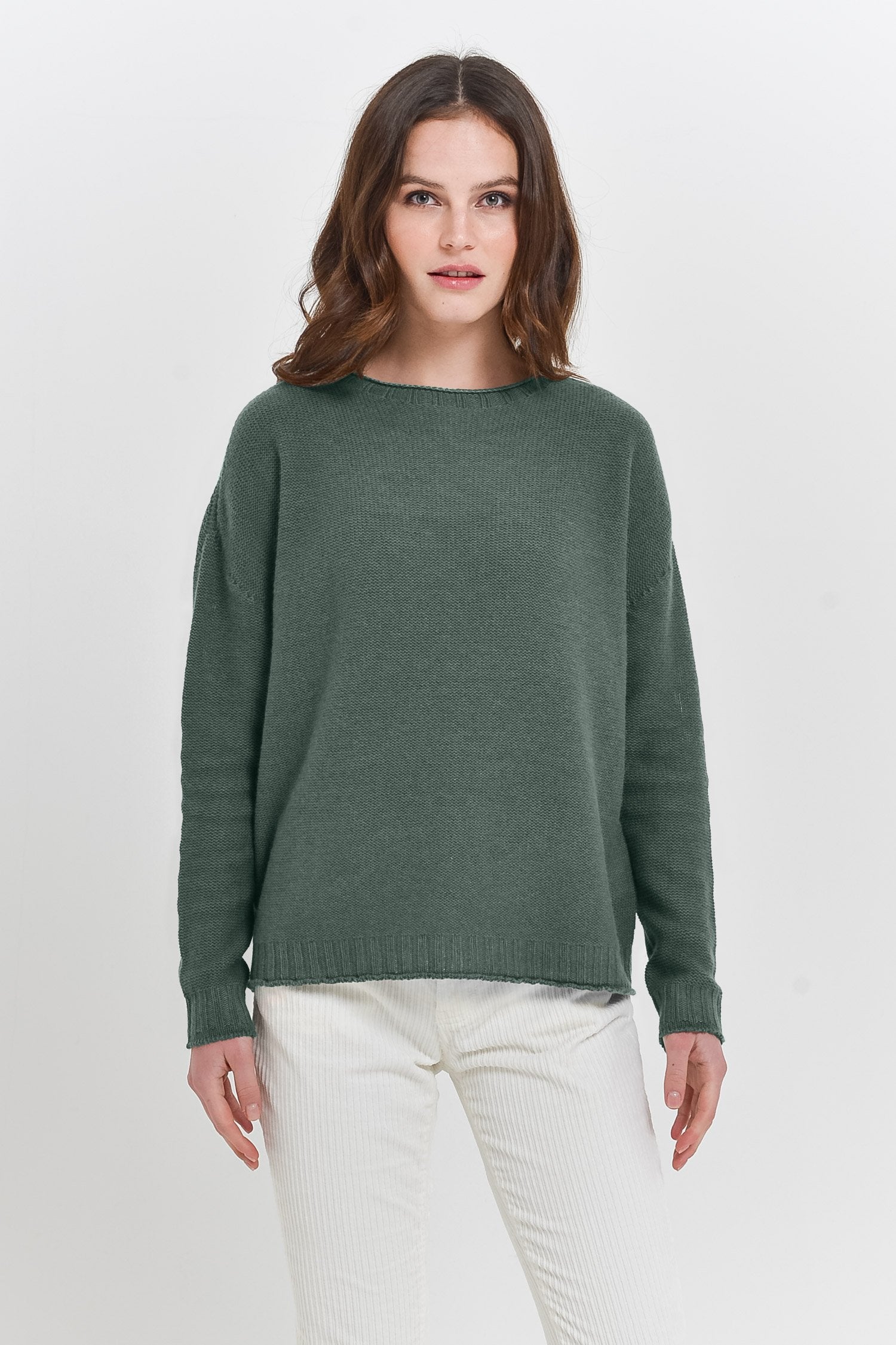 Mosshill Sage - Loose Fit Crew Sweater - Sweaters