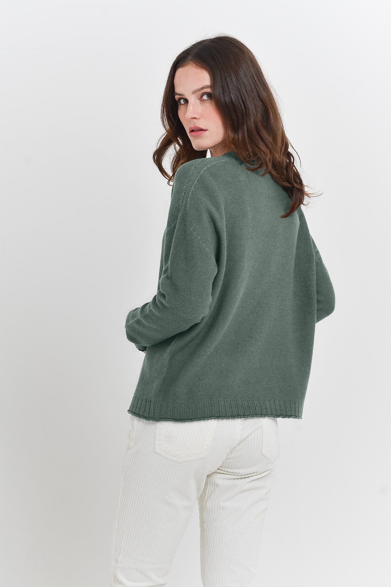 Mosshill Sage - Loose Fit Crew Sweater - Sweaters