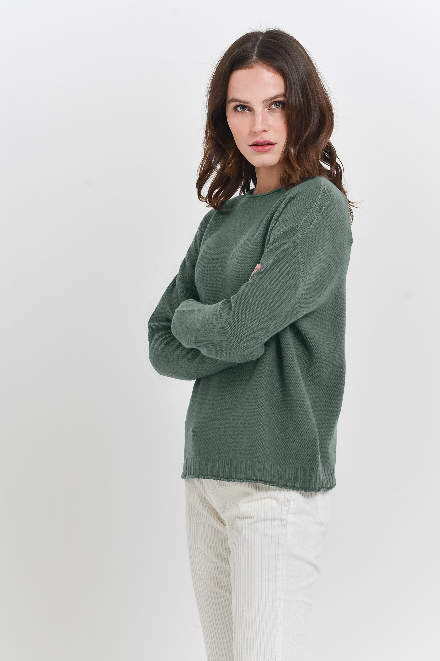 Mosshill Sage - Loose Fit Crew Sweater - Sweaters