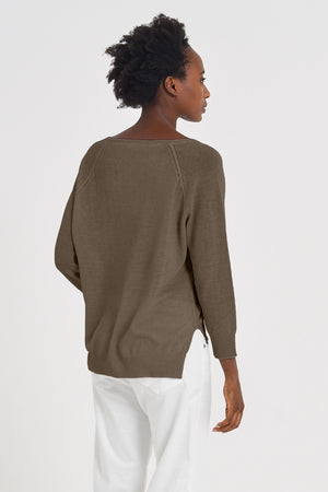 V-Neck Cotton Jumper - Cocco - Sweaters