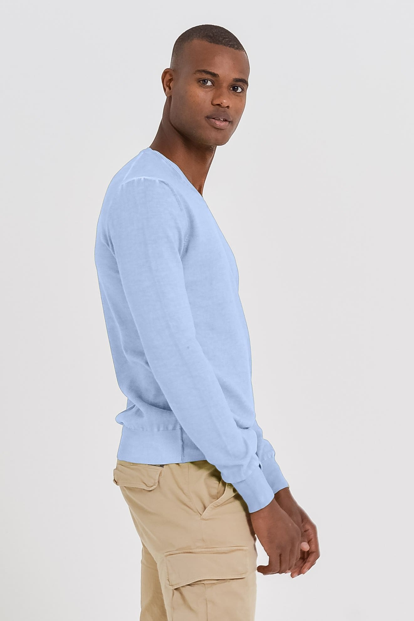 V-Neck Cotton Sweater - Cielo - Sweaters