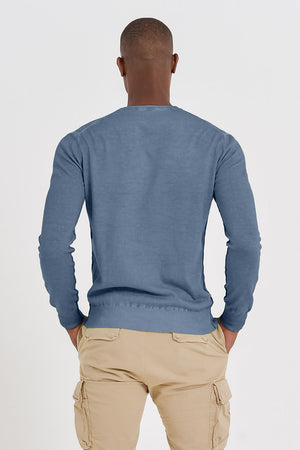 V-Neck Cotton Sweater - Jeans - Sweaters