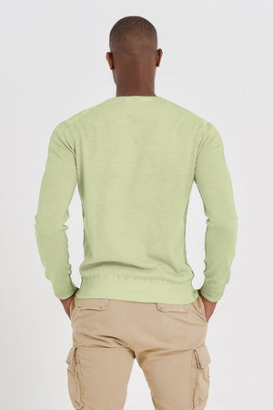 V-Neck Cotton Sweater - Kiwi - Sweaters