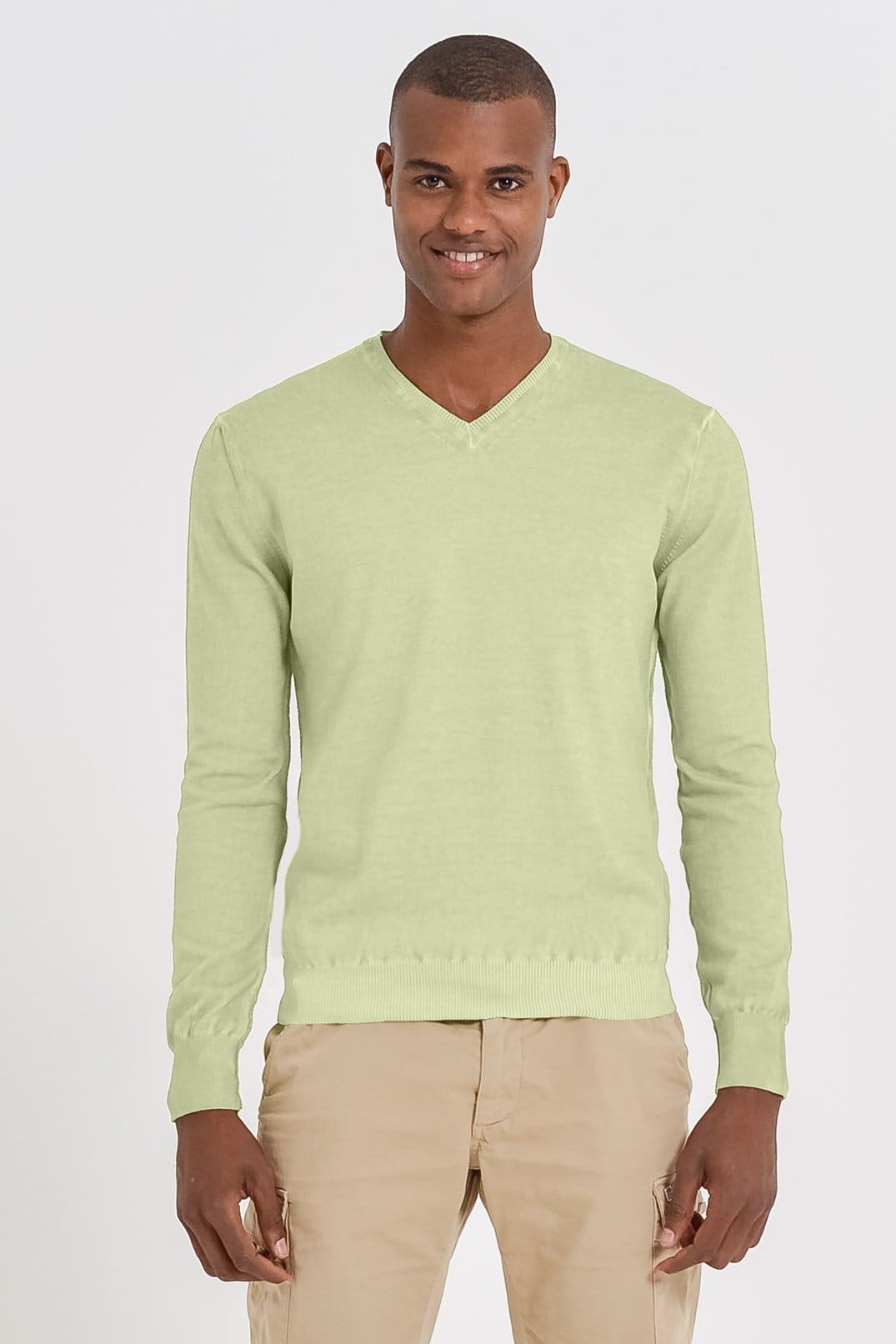 V-Neck Cotton Sweater - Kiwi - Sweaters