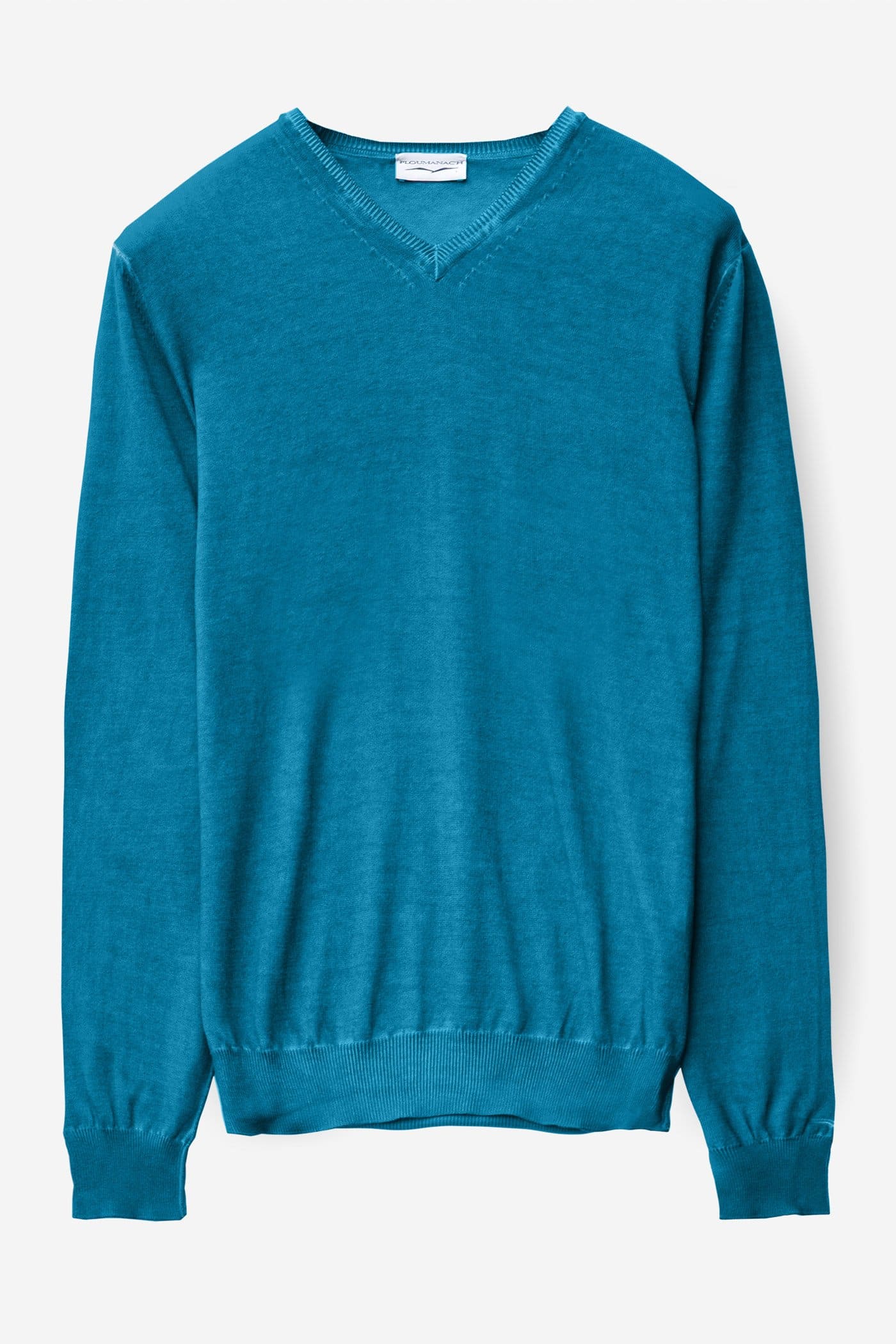 V-Neck Cotton Sweater - Libeccio - Sweaters