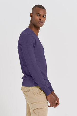 V-Neck Cotton Sweater - Mirto - Sweaters