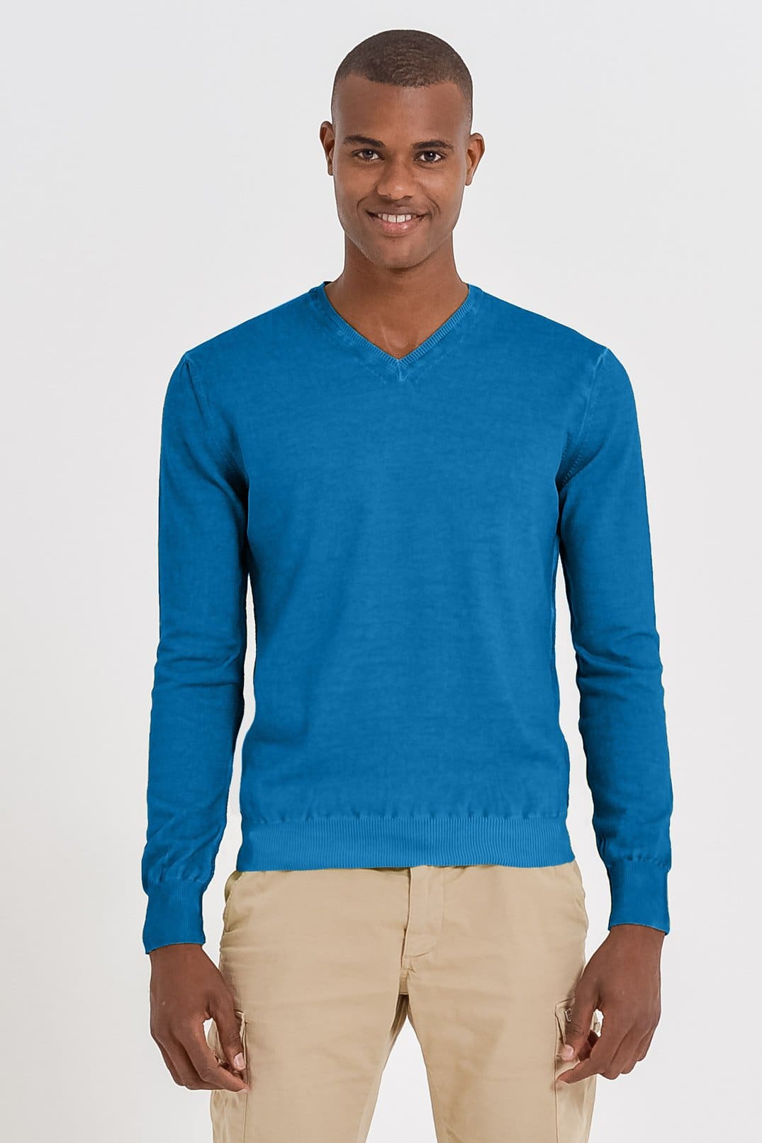 V-Neck Cotton Sweater - Mistral - Sweaters