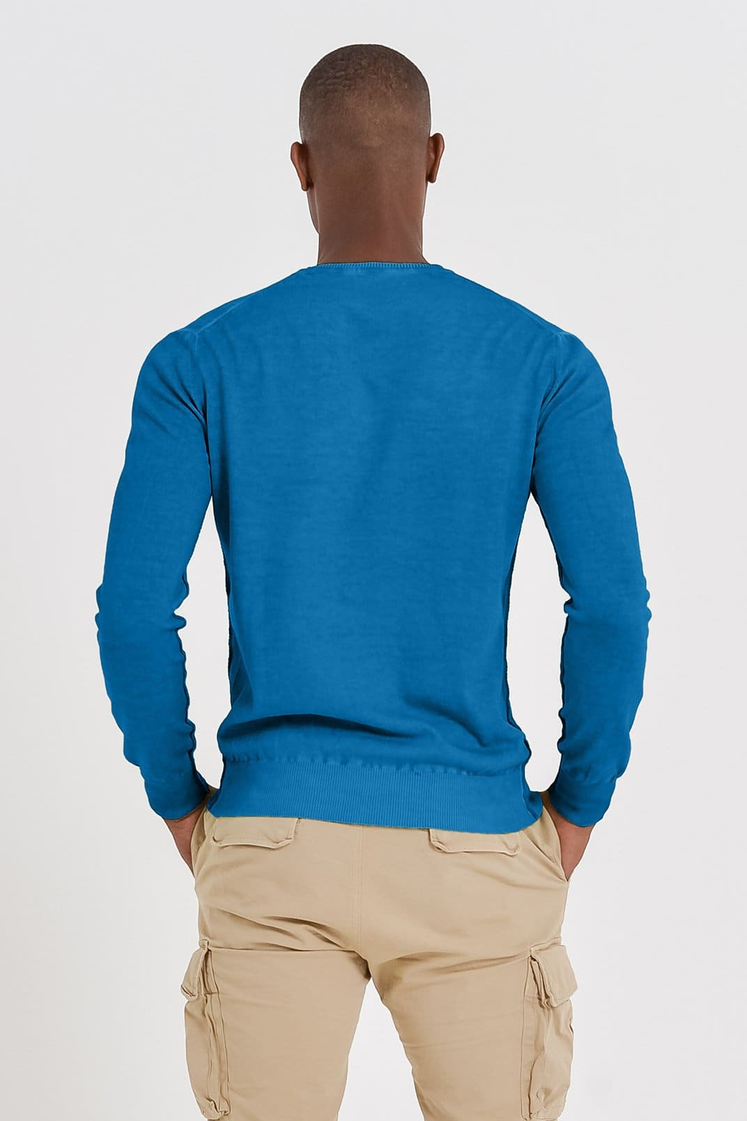 V-Neck Cotton Sweater - Mistral - Sweaters