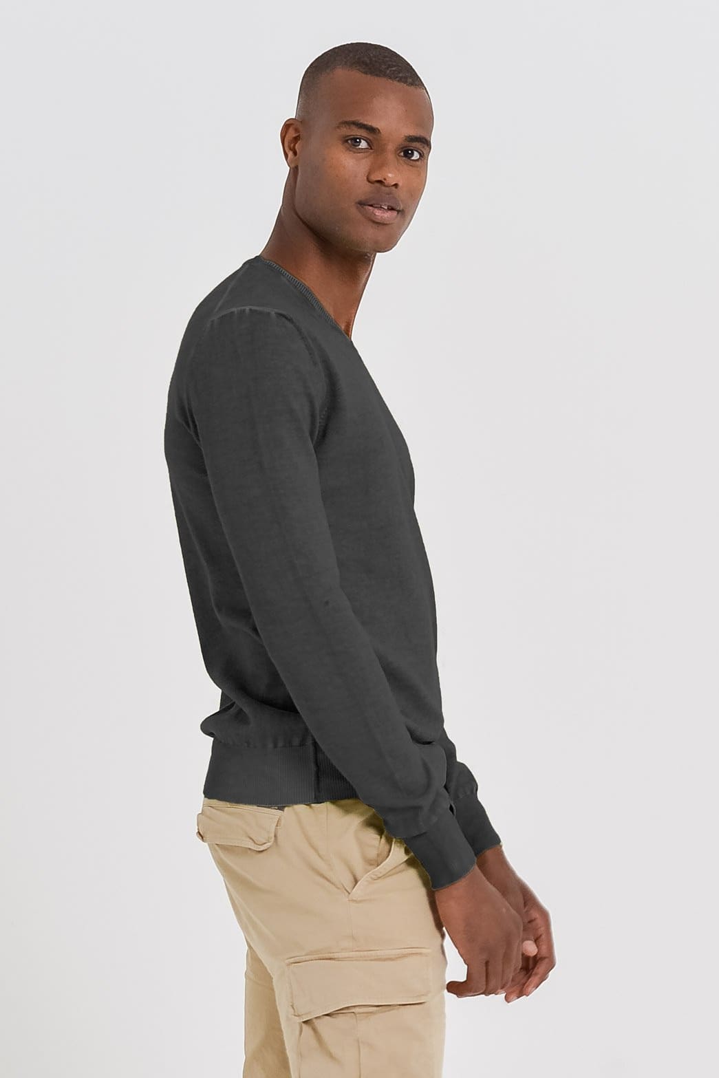 V-Neck Cotton Sweater - Pietra - Sweaters