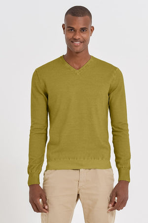 V-Neck Cotton Sweater - Pistacchio - Sweaters
