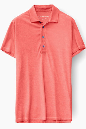 Striped Collar Jersey Polo Shirt - Hibiscus - Polos