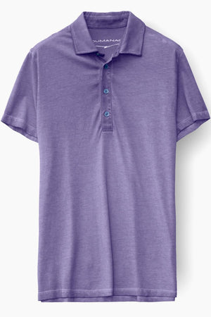 Striped Collar Jersey Polo Shirt - Mirtillo - Polos