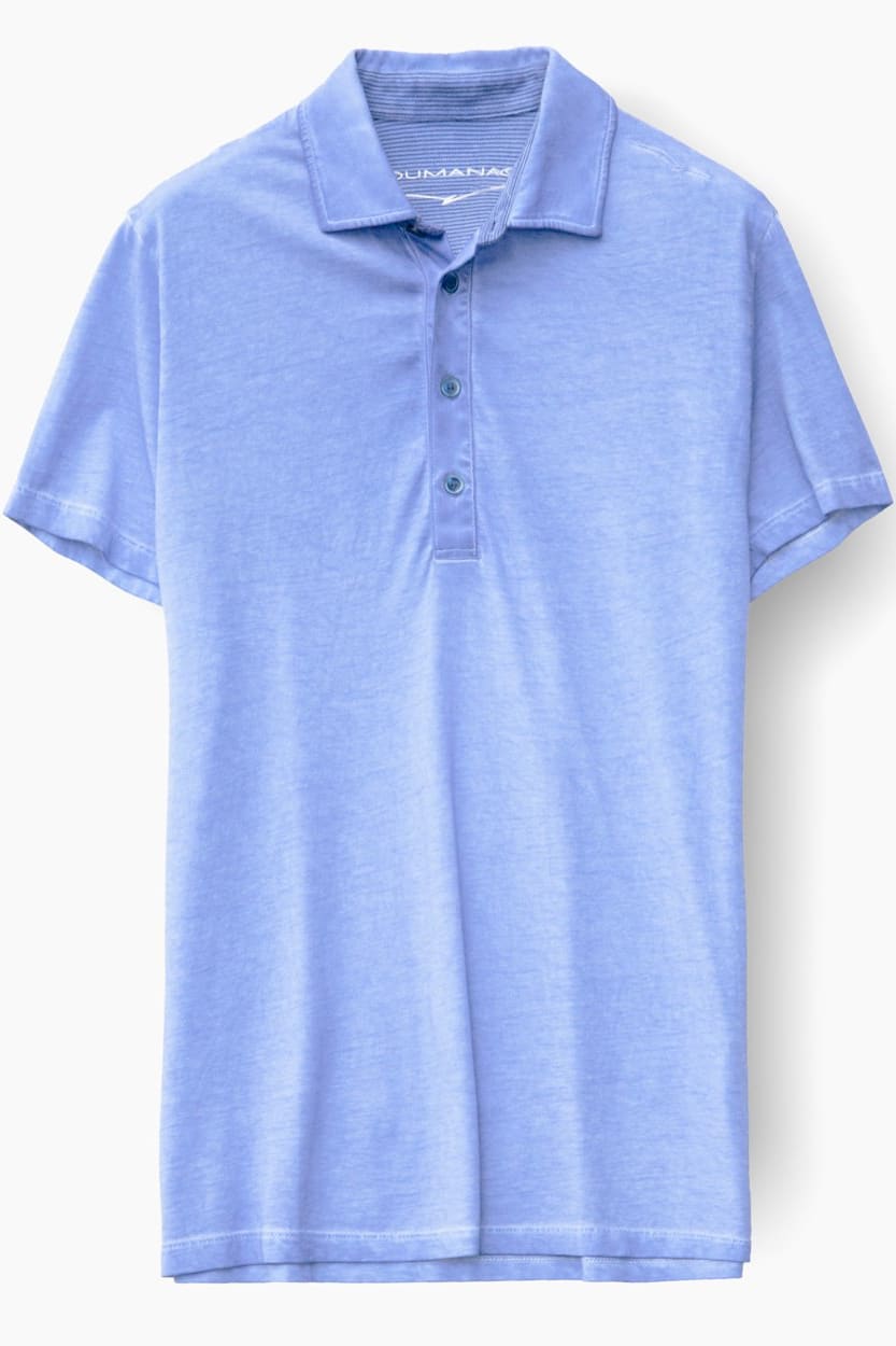 Striped Collar Jersey Polo Shirt - Santa Cruz Blue - Polos