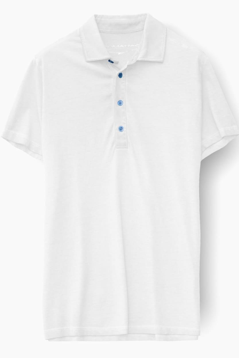 Striped Collar Jersey Polo Shirt - Bianco - Polos