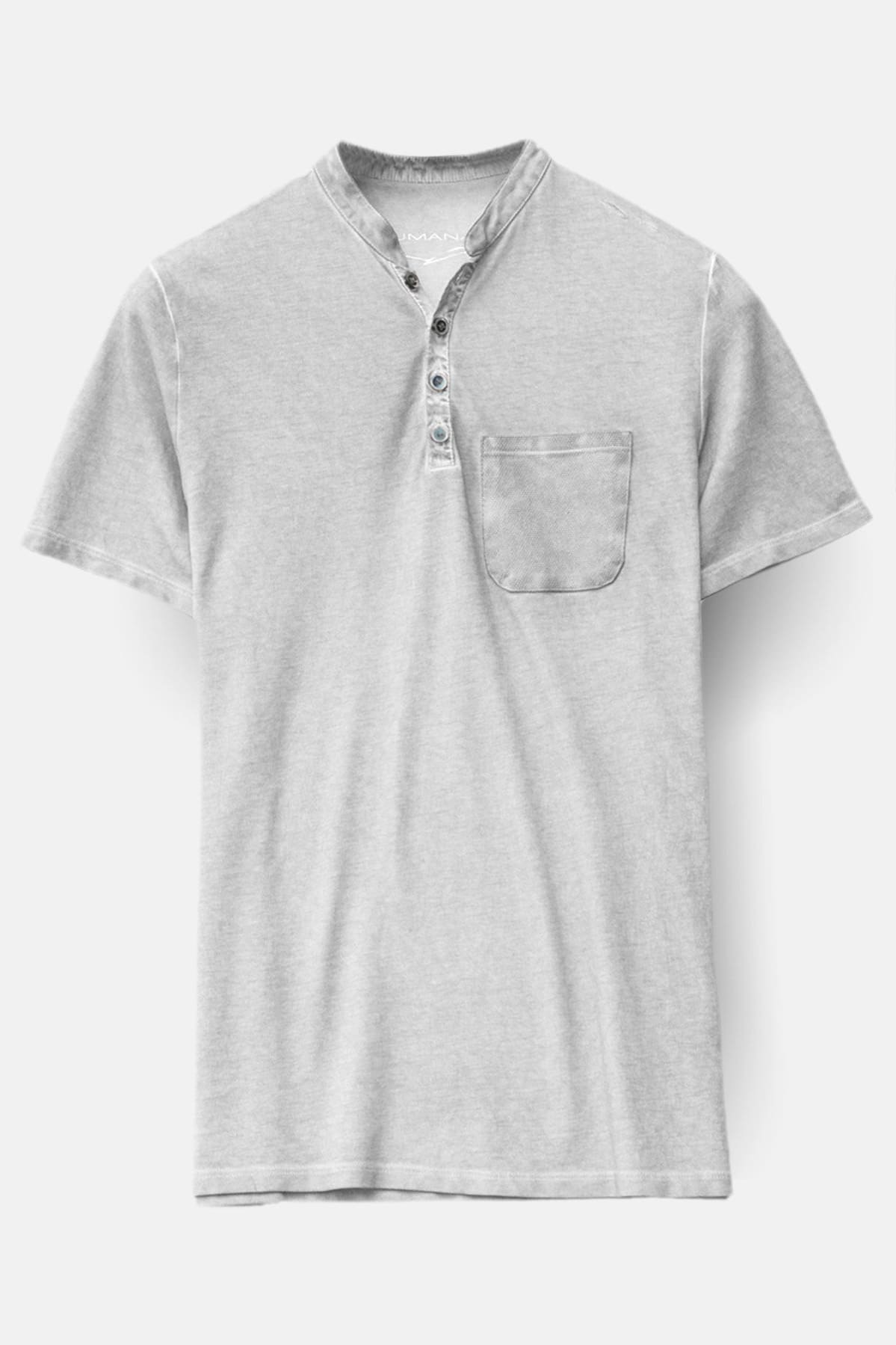 Short-Sleeve Henley in Marble White - T-Shirt
