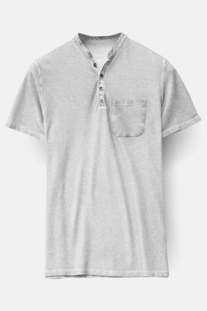 Short-Sleeve Henley in Marble White - T-Shirt
