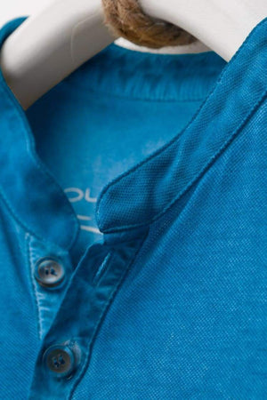 Short-Sleeve Henley in Mistral Blue - T-Shirt