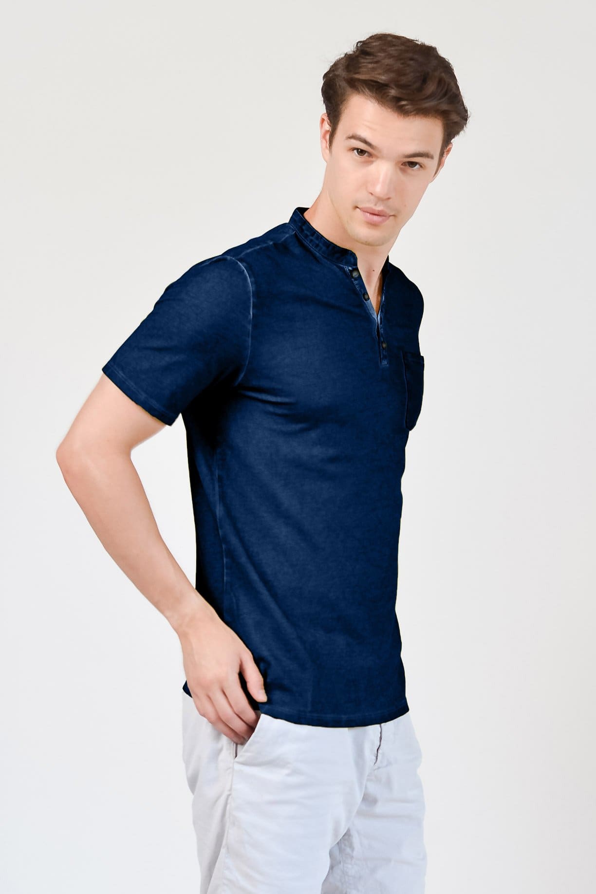 Pique Henley - Navy - T-Shirt