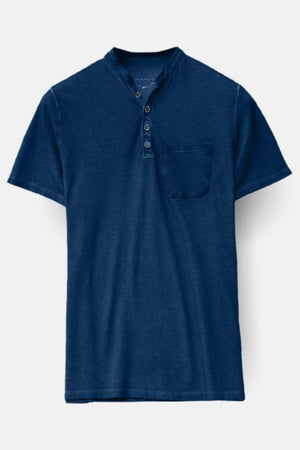 Short-Sleeve Henley in Navy Blue - T-Shirt