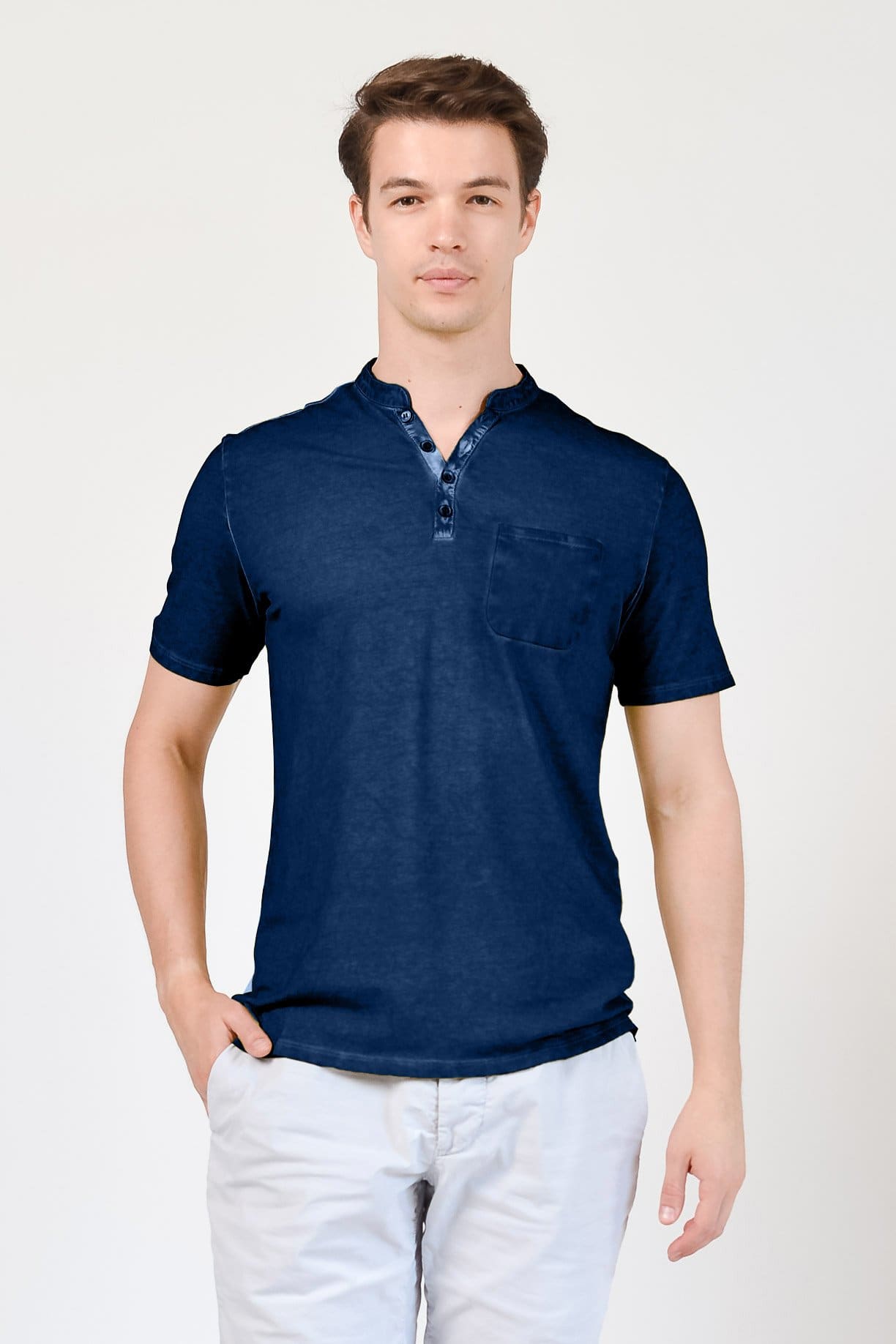 Pique Henley - Navy - T-Shirt