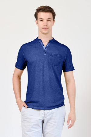 Pique Henley - Royal - T-Shirt