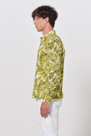 Pique Shirt in Palm Jungle Print Pattern - Shirts