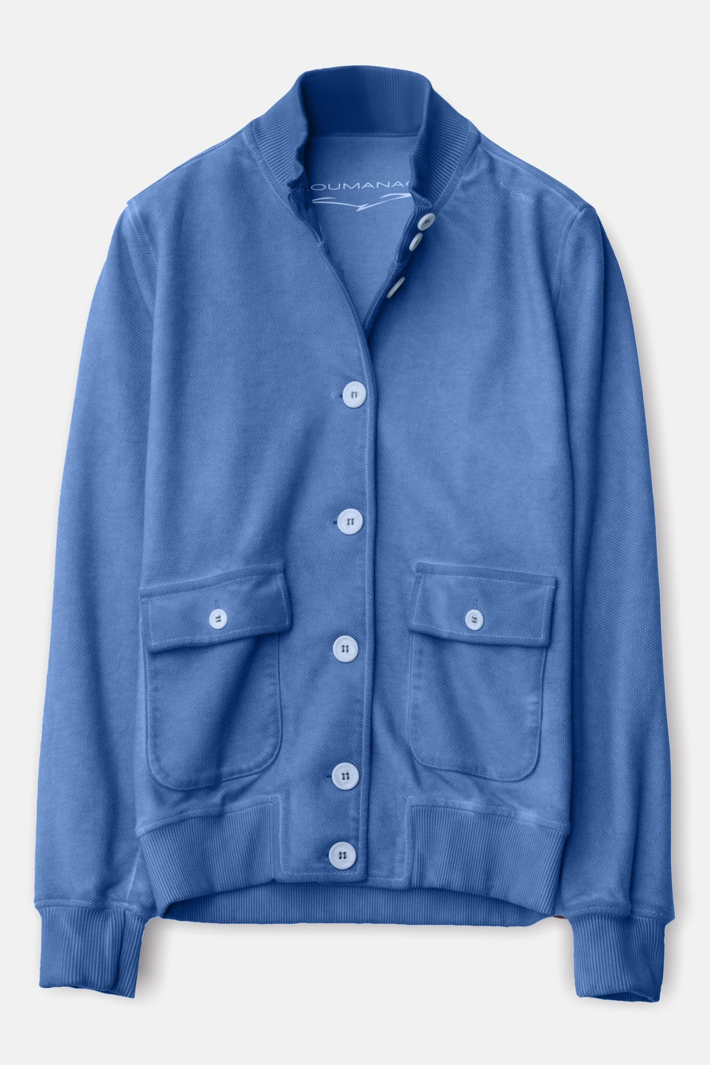 Piquet Cotton Bomber Jacket - Oceano - Sweaters