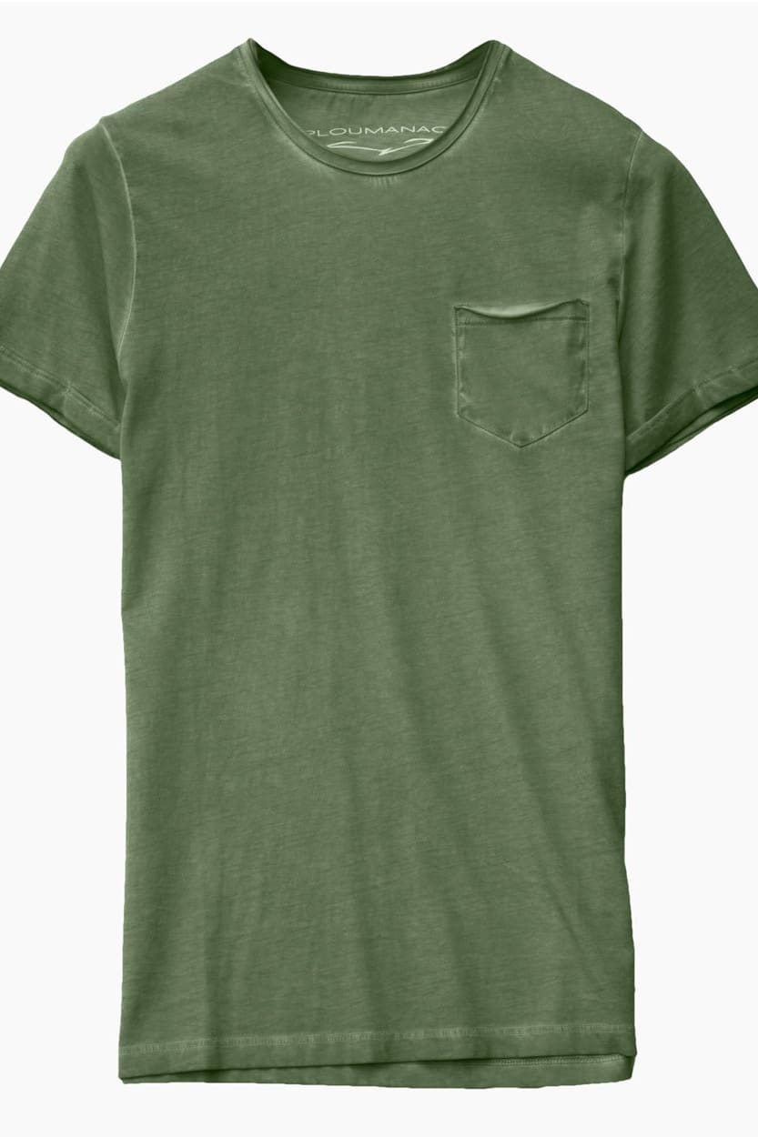Plain Pocket Cotton T-Shirt - Ginepro