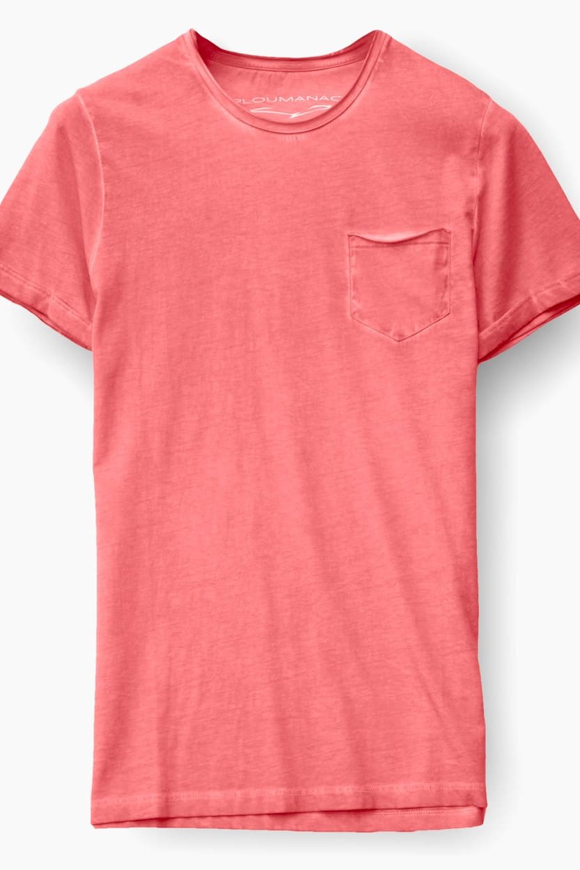 Plain Pocket Cotton T-Shirt - Lobster