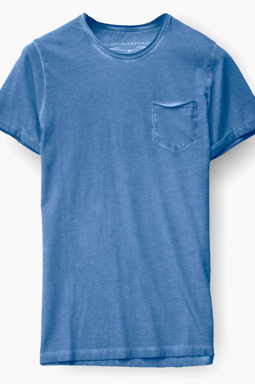 Plain Pocket Cotton T-Shirt - Oceano