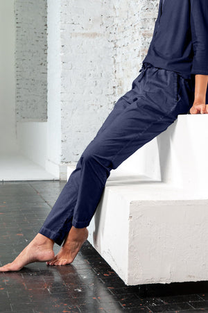 Poplin Slacks in Navy - Pants