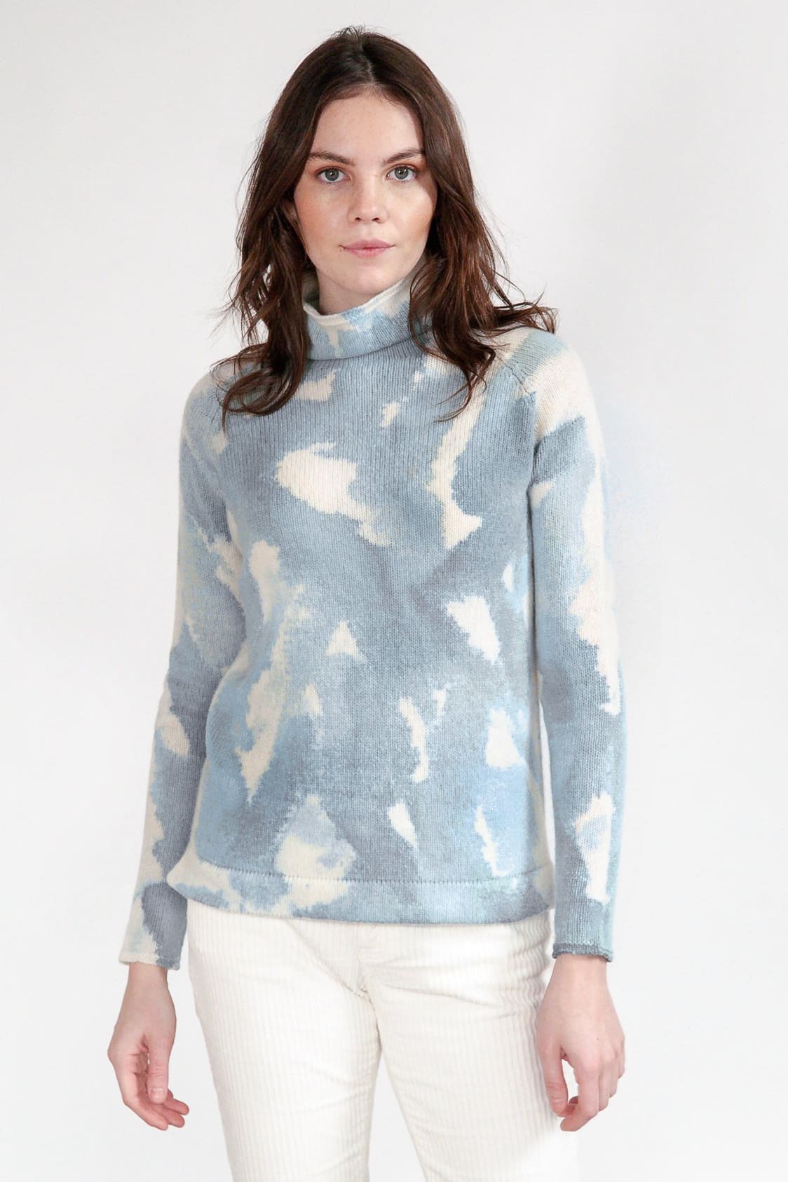 Rhue Hand Painted Turtleneck - Ocean Storm - Sweaters